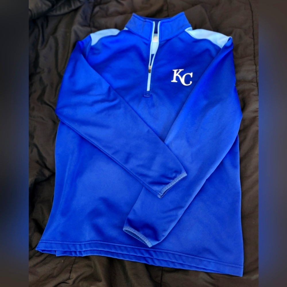 MLB Authentic Kansas City Royals Blue Quarter Zip Pullover - Mens Large